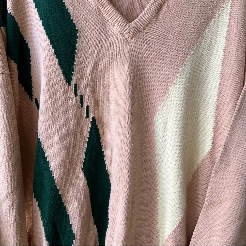 Vintage Camelback Sweater Women Size XL Cotton V Neck Preppy Old Money